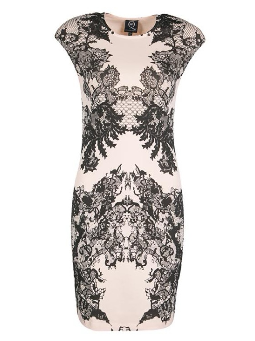 McQ Alexander McQueen Blush Pink Dress with Black Lace Motif Size S